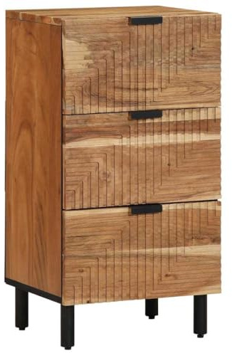 vidaXL Solid Acacia Media Storage Cabinet/Blu-ray/DVD Organiser - Modern Wood/Keeps Entertainment Area Tidy - Brown/Rectangular - Living Room/Home Theatre/Furniture