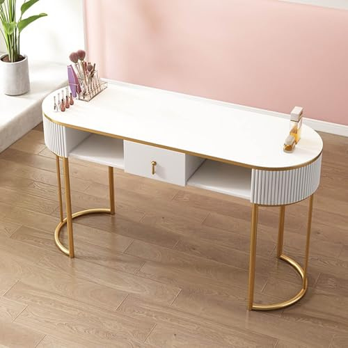 Mesa de manicura profesional con cajones y almacenamiento de 3 niveles, estación de trabajo de belleza moderna para salón, spa y uso doméstico