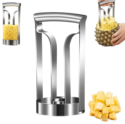 Stainless Steel Pineapple Corer and Slicer 2-in-1 - Professional Pineapple Cutter Tool with Non-Slip Handle, Effortless Peeling for Fresh Pineapples, Dishwasher Safe, Kitchen Essential