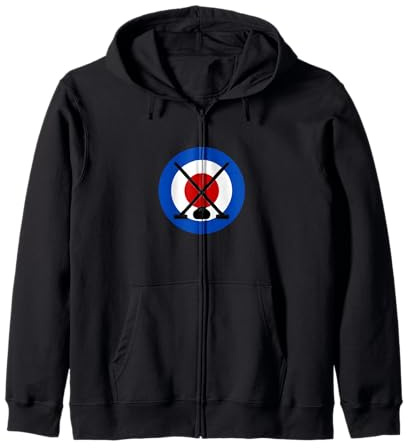 Curling Brooms with Stone and Bullseye Zip Hoodie