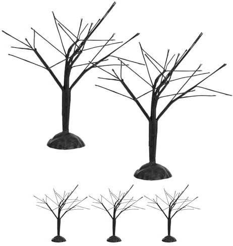 DIYEAH 5pcs Tiny Model Trees for Train Railroad, 13CM/5 Miniature Deciduous Scenery Tree, Tabletop Christmas Village Decor, Sand Table Architecture Prop