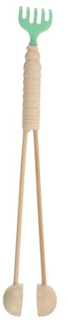 SHOWERORO Rascador de Espalda de Madera con Martillo Masajeador de Doble Extremo, Palo Manual para Masaje Corporal y Meridianos, Alivia Tensión Muscular, Portátil para Casa, Gimnasio