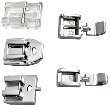 5 PCS Sewing Machine Feet with 5 Different Kinds, Zipper Foot for Sewing Machine, Universal and Invisible Zipper Foot for Most Domestic Sewing-machine Models to Make Garments and Crafts(Silver)