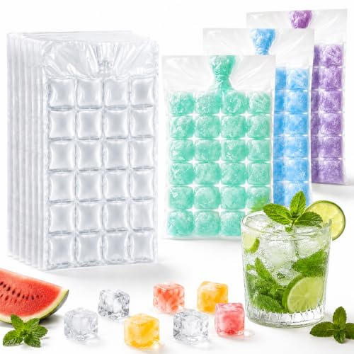 ZMaglorian Fiestas & Verano para Amantes de Bebidas Frías: 100 Bolsas Autosellantes de Hielo (2400 Cubitos), Bolsas Desechables para Congelador, Rellenado Fácil para Cócteles, Barbacoa