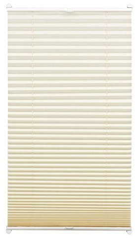 GARDINIA Plissee mit Thermo-Rückseite zum Klemmen, Höchste Lichtreflektion, Energiesparend, Alle Montage-Teile inklusive, EASYFIX Thermo-Plissee verspannt mit zwei Bedienschienen, Elfenbein, 100 x 130 cm (BxH)