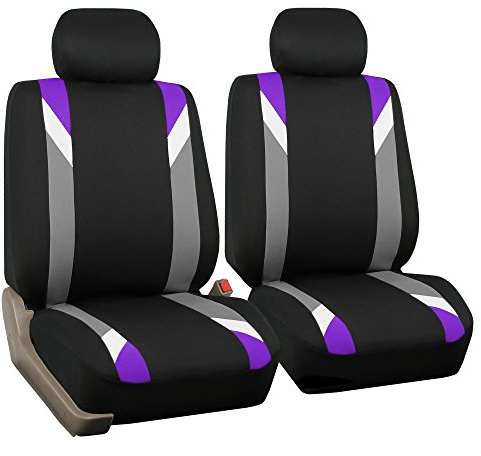 FH Group Set di coprisedili anteriori per auto con schienale basso, con poggiatesta rimovibile, misura universale, compatibile con airbag, per SUV, berlina, furgoni, viola