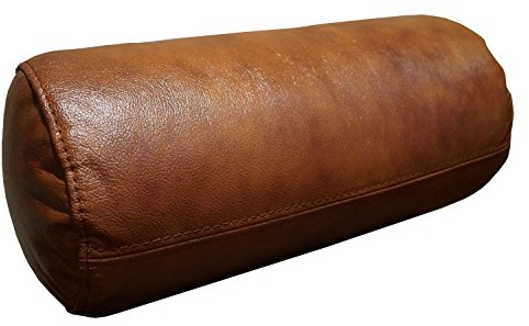 Quattro Meble Antic Braun Echt Leder Nackenrolle Nackenkissen Lederkissen Sofa Dekokissen Rindsleder Kissen Kopfstützen Kopfkissen Durchmesser-15cm (45 x D-15)
