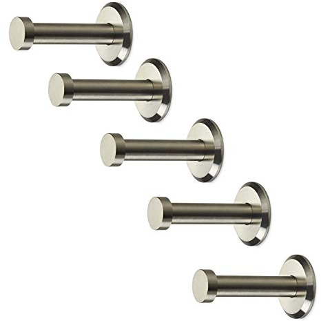 5 x Garderobenhaken TARRA echt Edelstahl massiv Ø 10/15 mm Länge 50 mm Gesamtlänge 53 mm mit Platte Garderobe Kleiderhaken Jackenhaken Aufhänger von SO-TECH®