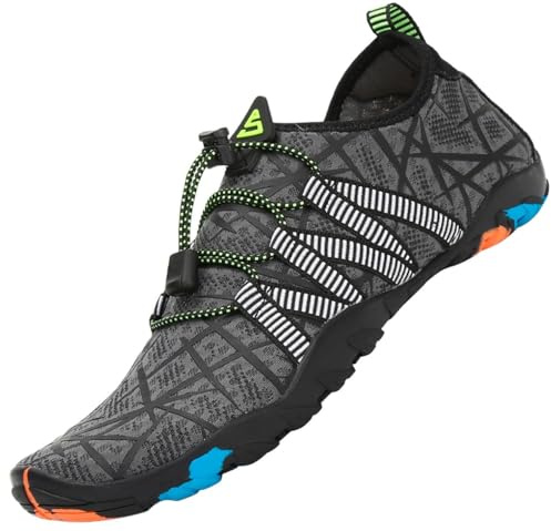 SAGUARO Chaussures Aquatiques Homme Femme Chaussure d'eau Respirant Chaussures de Plage Séchage Rapide Chaussures Mer pour Plongée Nautiques Baignade Riviere Gris GR. 42 EU