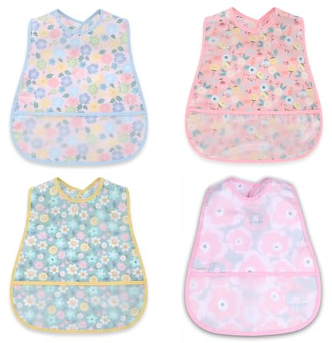 norinori Baby bibs Waterproof Toddler bib - Feeding bib with Pocket for Infant Boy Girl Washable 6-42M