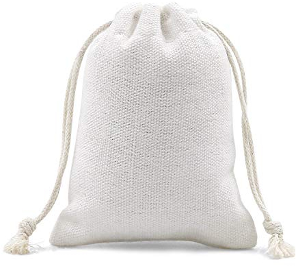 SumDirect 20 Stück Baumwoll-Musselin-Taschen, weiß, Mini-Geschenktüten, atmungsaktive Beutel mit Kordelzug, wiederverwendbare Verpackungstaschen für Hochzeit, Party, Geburtstag (7 x 9 cm)