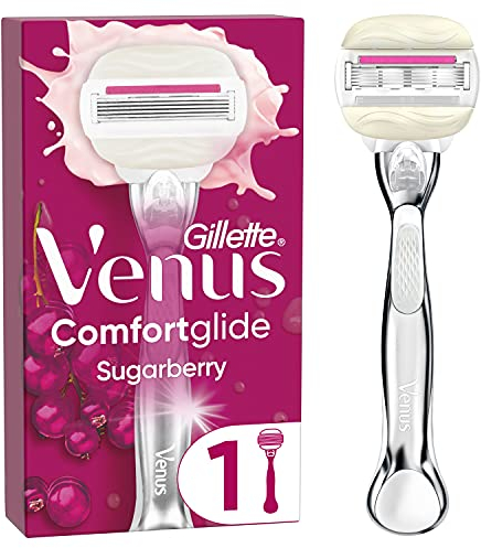Gillette Venus Comfortglide Sugarberry Rasierer Damen, Damenrasierer + 1 Rasierklinge mit 5-fach Klinge, Frauen Geschenk
