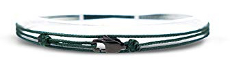 Made by Nami Nautical Rope Bracelet for Men Waterproof & Adjustable Wrap String Bracelets with Snap Hook Gift for Him (Emerald Green Black)