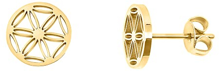 Nuoli® Blume des Lebens Ohrringe Gold (45 + 5cm verstellbar) Damen Ohrstecker für Frauen & Mädchen, aus Edelstahl