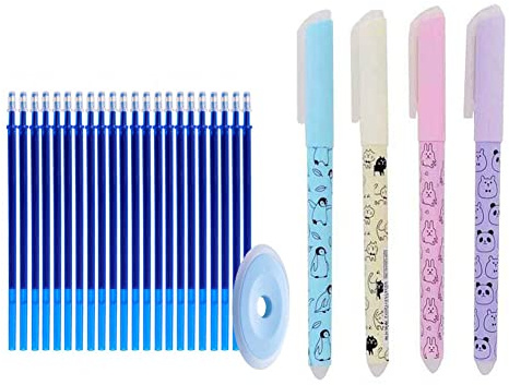 MROOFUL Friktion söt katt raderbar penna 0,38 mm spets suddgummi gel penna blå svart bläck påfyllningsstång kulspetspenna barn skola kontorsmaterial raderbara pennor flerfärgad (blå)
