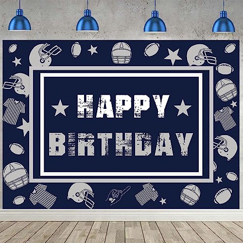 Football Backdrop for Birthday Party 8x6FT Navy Blue Helmet Cowboy Photography Background Football Team Banner Sports Fans Party Supplies(96x72 inch)