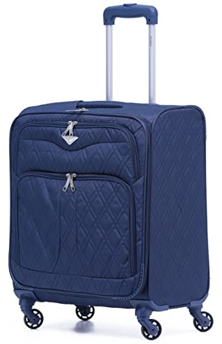 Flight Knight Lightweight 4 Wheel 800D Soft Case Quilted Suitcase Cabin Carry On Hand Luggage Approved for easyJet & BA Maximium Size Overhead Carry On
