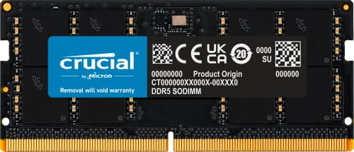 Crucial RAM DDR5 32GB 5200MHz SODIMM, Memoria per PC Laptop/Notebook, Mini PC, (o 4800MHz) - CT32G52C42S5