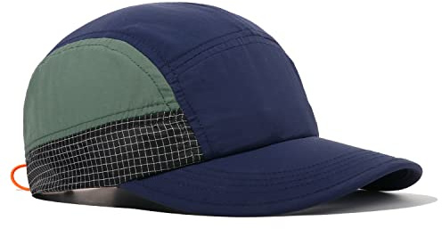 CLAPE Quick Dry 5 Panel Hat Men's Athletic Baseball Fitted Cap Snapback Trucker Hat Lightweight Cooling Water Sports Hat,Navy