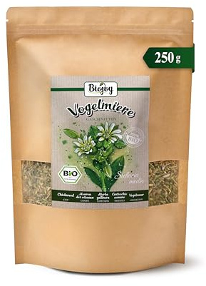 Biojoy BIO Våtarv, torkad, skuren, 250 g | Perfekt för te eller som foder till kanariefåglar, Stellaria media L.