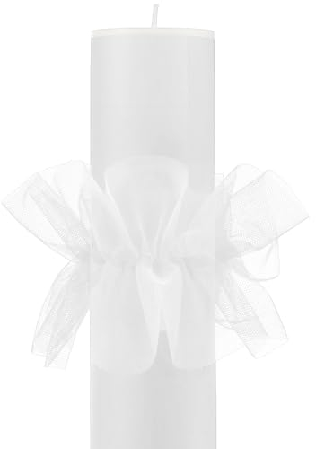 Hestya 2 Yards Tropfenfänger für Kerzen zum Basteln Kommunion Kerzen Set DIY Tropfschutz für Taufe Konfirmation Hochzeit Weiße Kerzenröcke Bequeme Klebefixierung für Kerzen mit 3-5 cm Durchmesser