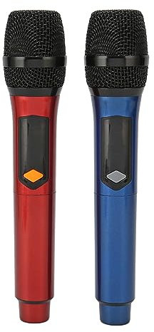 Drahtlose Mikrofone UHF-Dual-Karaoke-Mikrofon mit LED-Anzeige Tragbares Kabelloses Dynamisches Mikrofon-Set für Gesang Hochzeit DJ Party Rede