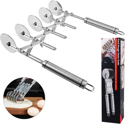 Vegena Tagliapasta A 5 Ruote, Tagliapizza, Rotelle Pasticceria Regolabili Tagliapasta in Acciaio Inox Divisore per Pasta Rotella Tagliapasta per Cottura in Cucina