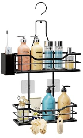 HapiRm Duschablage zum Hängen Duschregal Hängend - Duschregal zum Hängen 360° Verstellbarer Haken für das Badezimmer mit 4 Haken, Duschkorb zum Hängend für Shampoo, Spülung & Aufbewahrung