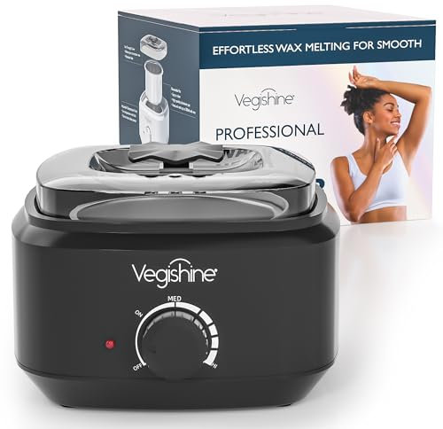 VEGISHINE Wachsbehälter, professioneller Wachserhitzer mit 600 ml abnehmbarem Aluminiumtopf, temperaturverstellbarer Wachswärmer für Haarentfernungswachs (schwarz)