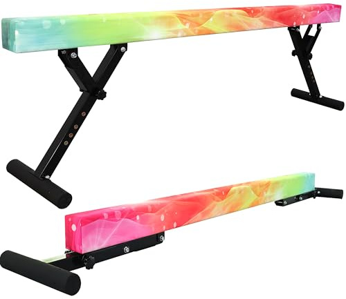 Adjustable Balance Beam for Kids 8FT Gymnastics Beam of All Gymnastic Levels, High And Low Floor Beams Height Adjustable Gymnastic Equipment for Teens Adults Home Gym Use (Fired Starlights, 7-29)