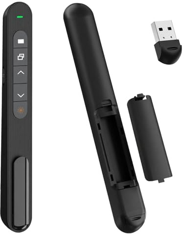Präsentationsklicker, 2,4 GHz, kabellose Fernbedienung mit Hyperlink und Lautstärkeregelung, PowerPoint-Office-Präsentationsklicker für Keynote/PPT/Mac/PC/Laptop (ohne Batterie)
