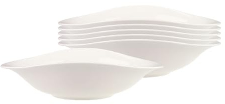 Villeroy & Boch - Vapiano Set di 6 ciotole per pasta bianca, lavabili in lavastoviglie, a prova di microonde, piatti per pasta, piatti profondi, per spaghetti, pasta o insalata, porcellana di alta