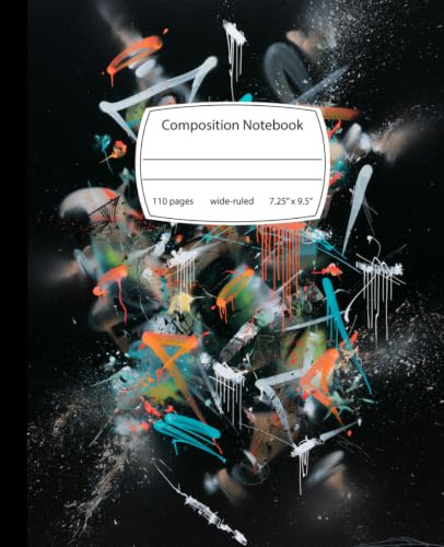 Composition Notebook Wide-Ruled 110 Pages 7.5 x 9.25: Abstract Graffiti Street Art Notebook: Spray Paint & Drip Aesthetic Cover Journal for School, College, and Creative Writing