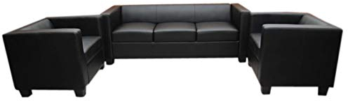 Mendler 3-1-1 Sofagarnitur Couchgarnitur Loungesofa Lille - Leder schwarz
