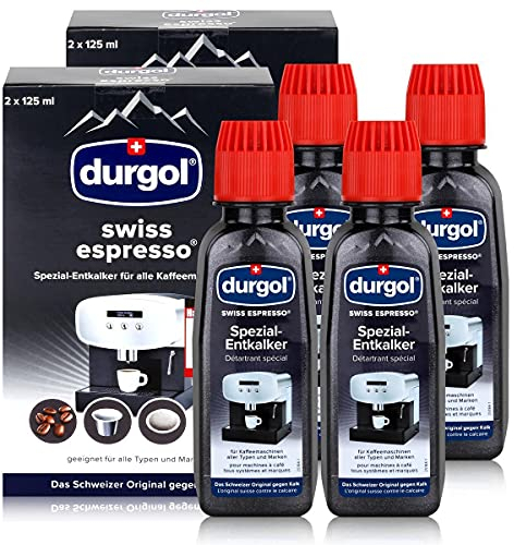 Durgol Lot de 4 bouteilles de détartrant spécial pour machine à espresso 125 ml