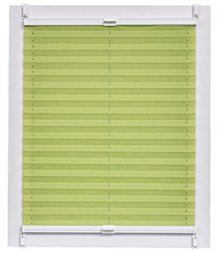Plissee Made in Germany, Tageslicht, Echtcrush, grün, Klemmfix, weisse Schiene, 55 x 150
