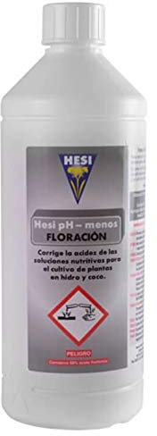 Fertilizante Hesi Reductor/Bajador de PH en Floración Crecimiento para Cultivos de Cannabis y Marihuana. Mejora su Crecimiento y Floración. Aditivo. Producto CE. 1 Litro