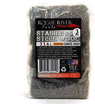 Rogue River Tools 316L Stainless Steel Wool Pads - COARSE (3pc). Very Corrosion Resistant Pads, No Rust! ~Made in the USA