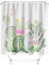 M&W DAS DESIGN Duschvorhang grün Kaktus pink Blumen Malerei Pflanzen Textil Vorhang Schimmel Resistent Stoff waschbar Mexikanisch tropisch Shower Curtain inkl. 12 C-Ringe Gewicht unten