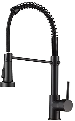 Robinet de cuisine ressort à poignée unique laiton avec douchette extractible mitigeur d'évier de cuisine (Noir)