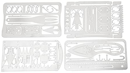 Carte de Survie Multifonction, 4 pièces Carte Survie en Acier Inoxydable Randonnée Camping Fishhook Outil Fournitures De Plein Air Kit Pêche de Chasse d'urgence