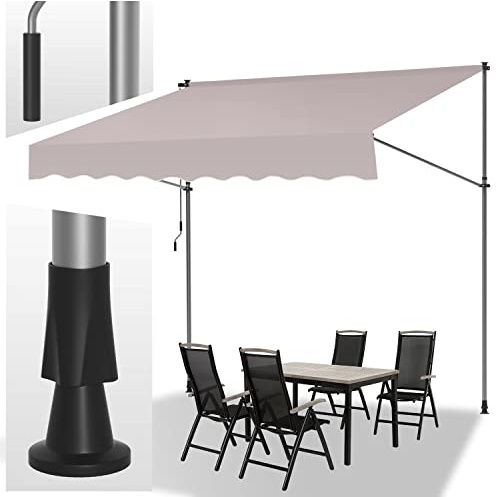 Joparri Store Banne Manuel pour Balcon, Auvent Manuel Rétractable sans Trous à percer, Résistant aux UV, Réglable en Hauteur, Hydrofuge, protège du Soleil 250x120x200-300cm, Beige