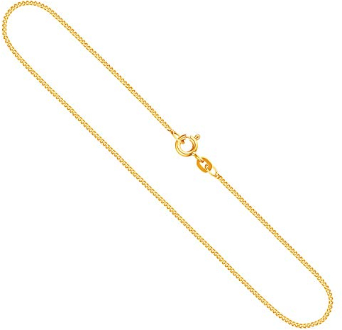 EDELIND Goldkette Damen Echtgold 1.2 mm, Panzerkette flach 375 aus Gelbgold, Kette Gold mit Stempel, Halskette mit Federring, Länge 80 cm, Gewicht ca. 3.4 g, Made in Germany