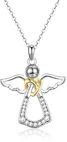 WOVEE Schutzengel Kette Sterling Silber 925 Engel Taufgeschenke für Mädchen Kinder Kommunion Konfirmation Taufe Geschenke zum Schulanfang