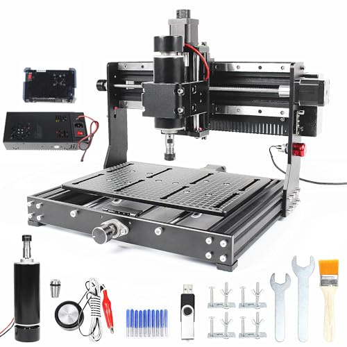 CNCTOPBAOS 500W CNC Router for Metal Carving,3020 Plus DIY CNC Engraving Machine,3 Axis Desktop GRBL CNC Milling Machine,Cutting Wood Acrylic MDF w/XYZ Limit Switches E-Stop 11.81x7.9x2.9inch