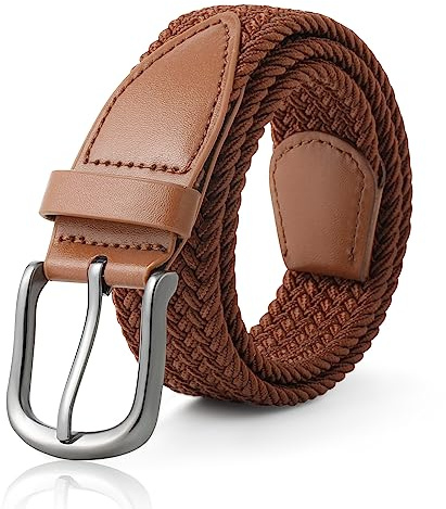 AWAYTR Boys Elastic Braided Belt - Pin Buckle Stretch Golf Baseball Belt for Boys and Girls Aged 4-12 Years (Brown)