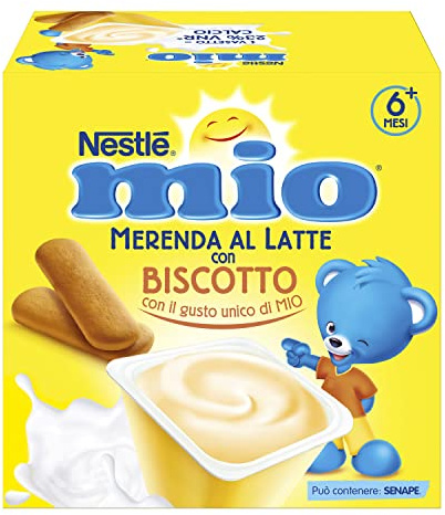 NESTLÉ MIO Merenda al Latte Biscotto, 4 Vasetti da 100g (400g)
