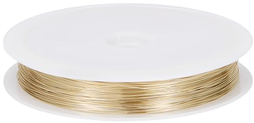 Beebeecraft 28 Gauge 0.3 mm 50 Meter Schmuckdraht zum Basteln 14K Vergoldet Rund Poliert Anlaufgeschützt Biegsamer Metallschmuck Perlendraht Mit Einer Spule Für Die Schmuckherstellung