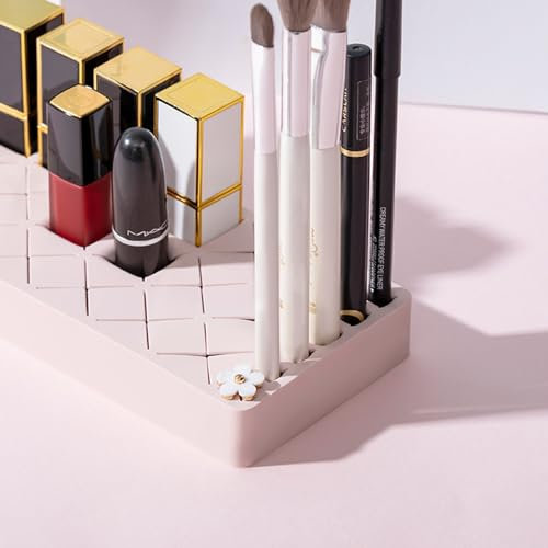 Soporte de silicona para pintalabios de 18 + 6 ranuras, organizador de cosméticos, soporte cuadrado de maquillaje para pinceles, labios, ojos, esmalte de uñas, brochas y cejas, organizador de