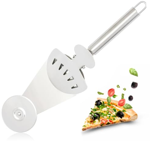 Eiflayn Rotella Tagliapizza, 3 in 1 Taglia Pizza, Tagliapizza Corpo intero in acciaio inox,Taglia Pizza Acciaio Adatto per pizza, torte, dolci, Lavabile in lavastoviglie, Silver
